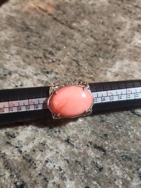 Sterling Silver Pink Coral Oval Cocktail Ring